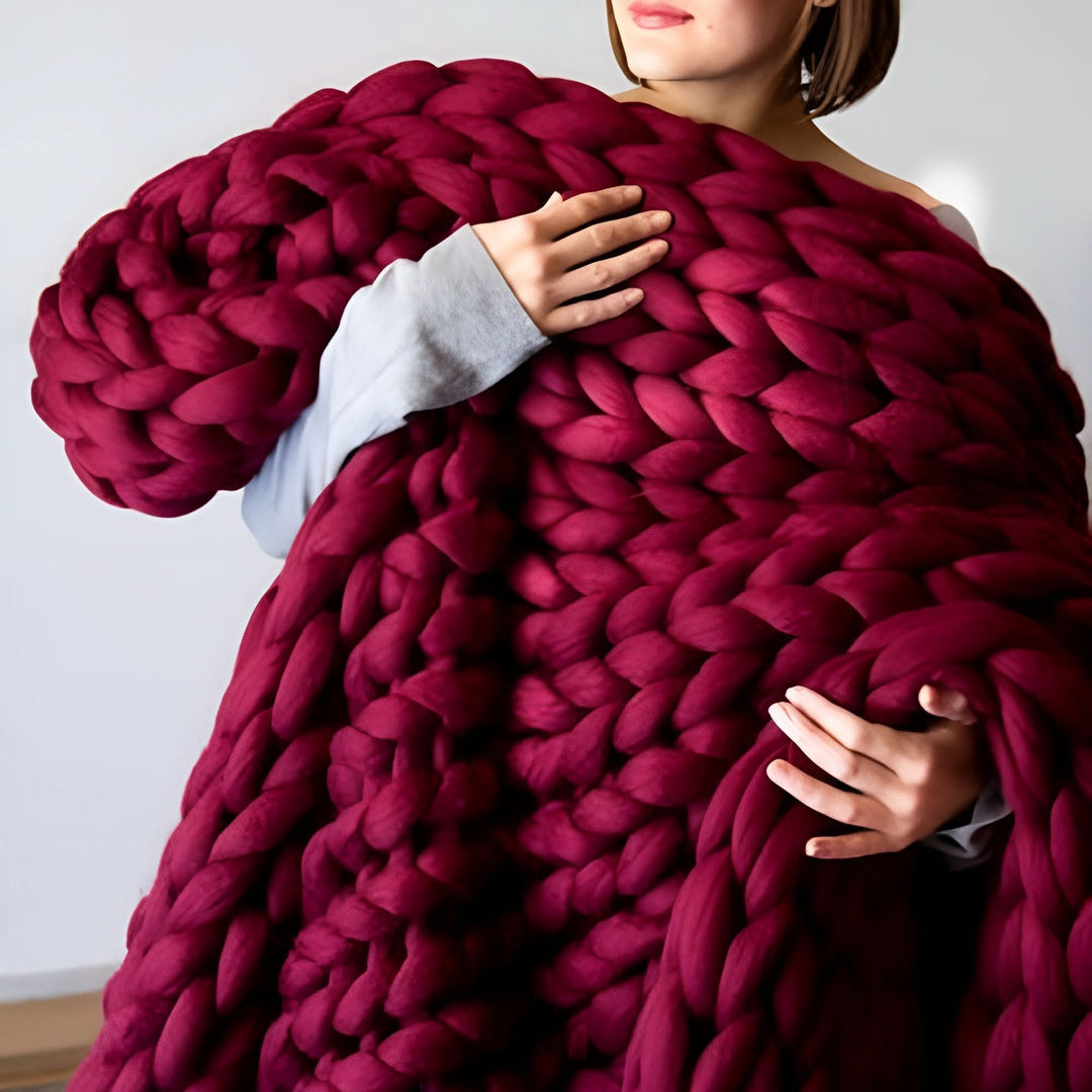 Skanto | Chunky Strikket Kasteteppe for Sofa eller Seng