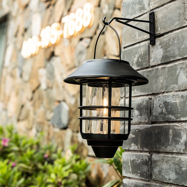 Samtidig Retro Sol Vannavstøtende Aluminium Glass Lantern Sylinder 1-Lys Hengende Vegglampe For Utendørs Patio | Skanto