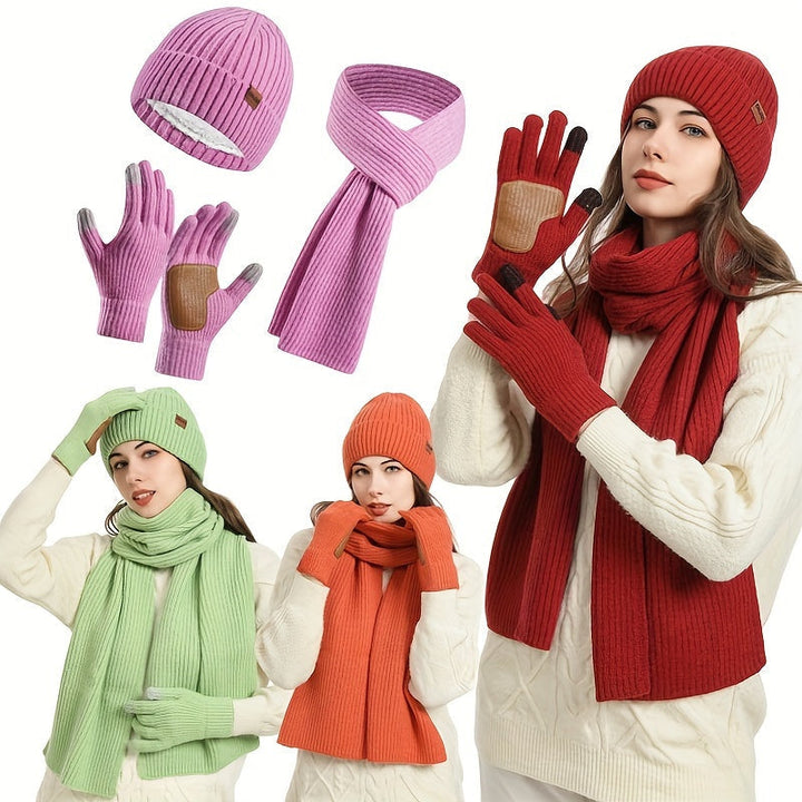 Skanto | Vinter Komfort Sett – Strikket Lue, skjerf og hansker for Unisex
