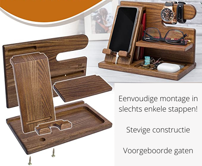 WoodDock – Stilig Tre Organizer for Enheter Skanto