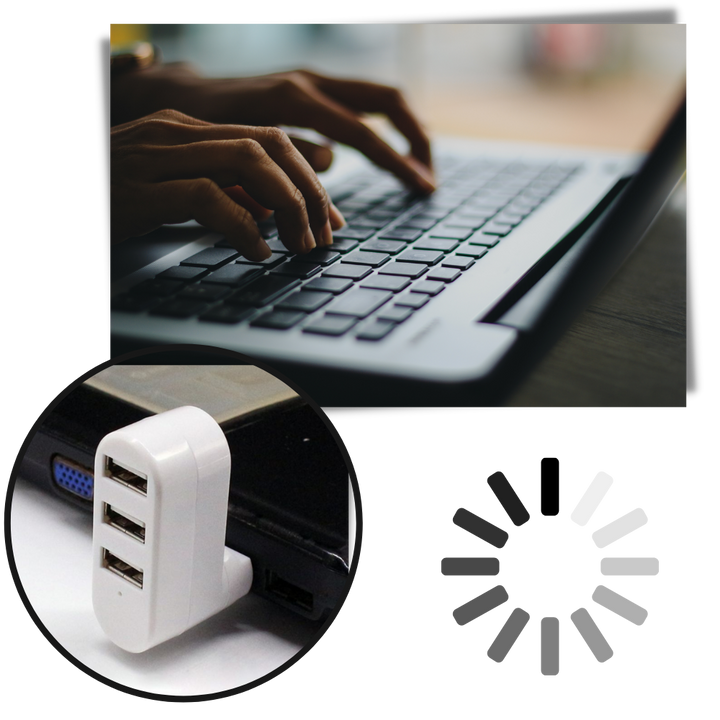Roterende USB-adapter med flere porter