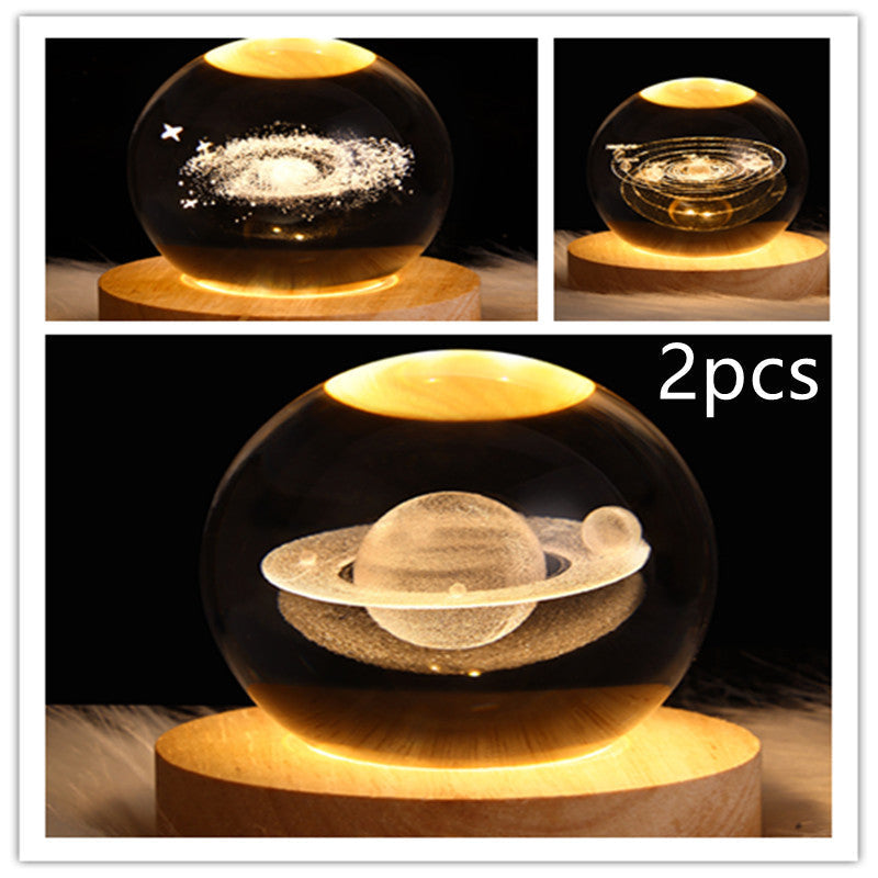 3D Galaxy Crystal Ball LED Nattlys | Skanto