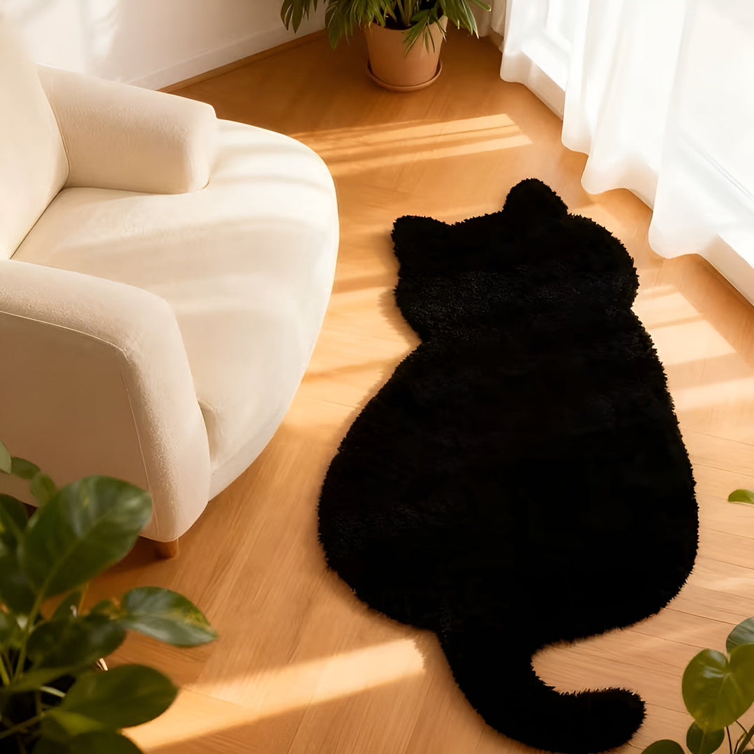 Lite katteformet teppe – mykt og kosete | Perfekt til sofa, hylle eller kommode