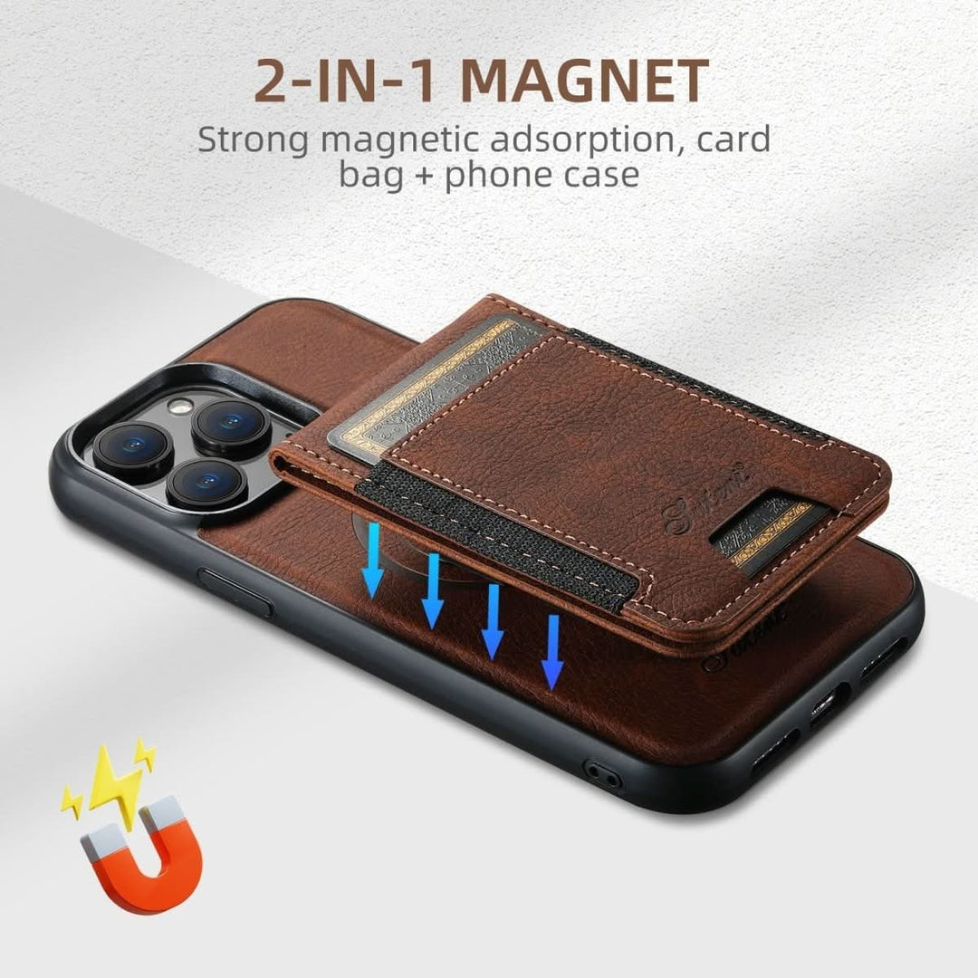Skanto | MagVibe Case – Premium Lærveske med Kortholder og Magnetisk Stativ