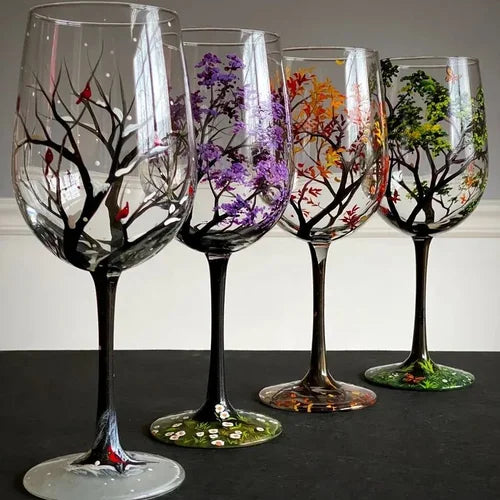 Skanto | Håndmalte Vinglass – Fire Sesonger Kunst & Eleganse