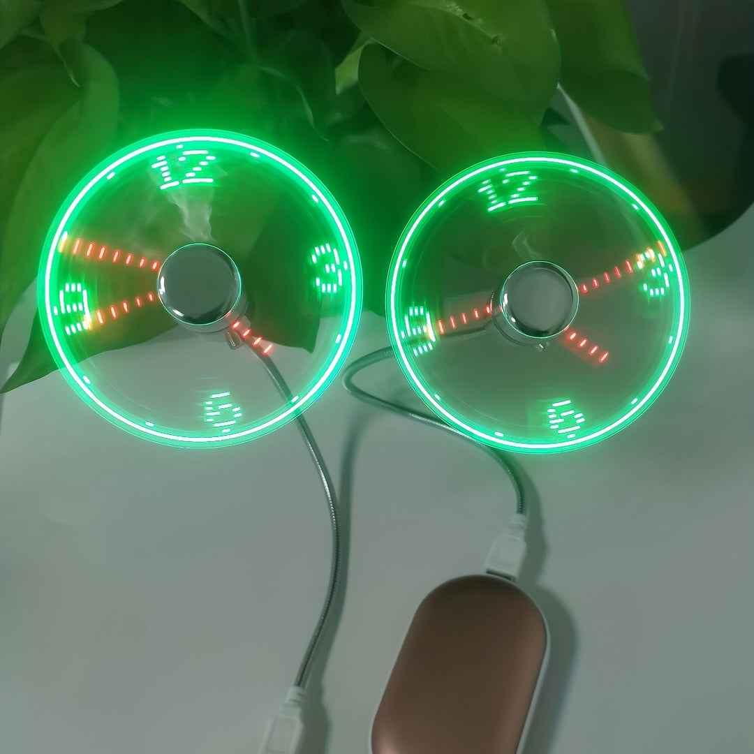 USB skrivebordsvifte med LED klokkevisning | Skanto
