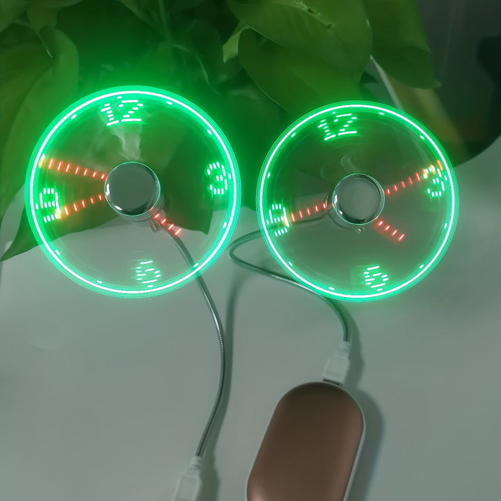 USB skrivebordsvifte med LED klokkevisning | Skanto