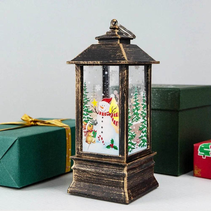 Skanto | Julelys Lys Led Snøreinsdyr Lantern Lys Vintage Slott Julenisse Snømann Hengende Lantern Lampe Nyttårsfeiring Dekorasjon