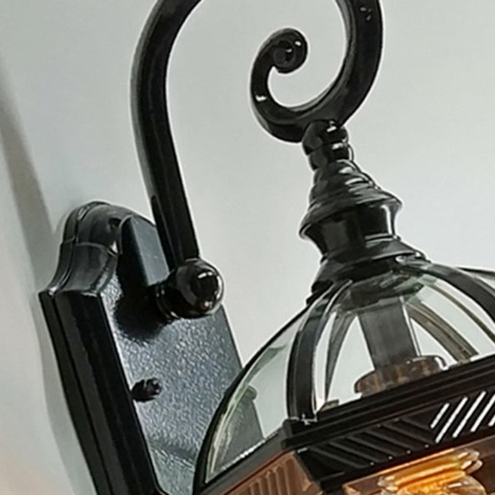 Tradisjonell europeisk vanntett aluminiums glass heksagonal prisme 1-lampe vegglampe for hagen | Skanto