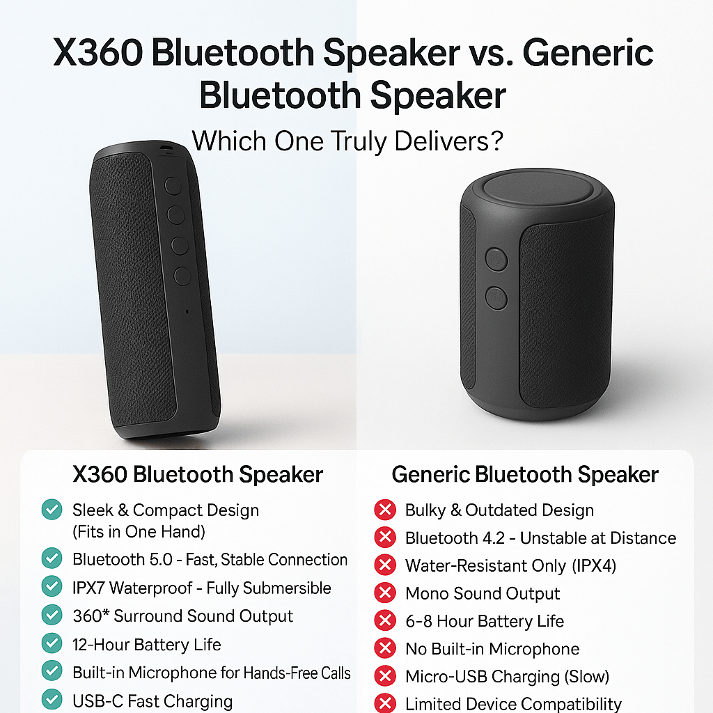Skanto | Beste Vanntette Bluetooth Trådløs Høyttaler x360 Kompakt Liten