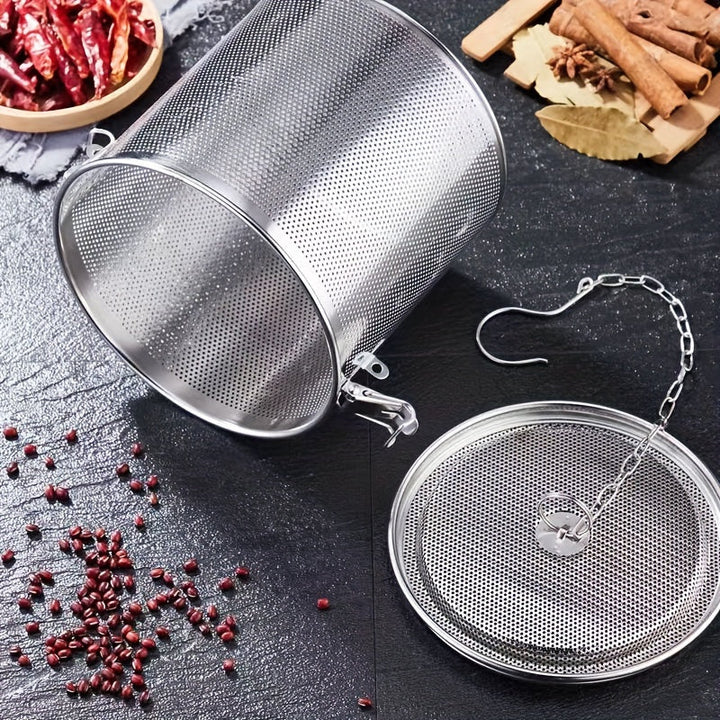 Skanto | Rustfritt stål krydder-infuser – Gjenbrukbart fint nett filter med forlenget kjede for løs te, urter og krydder – Ideell til matlaging, brygging og på kjøkkenet