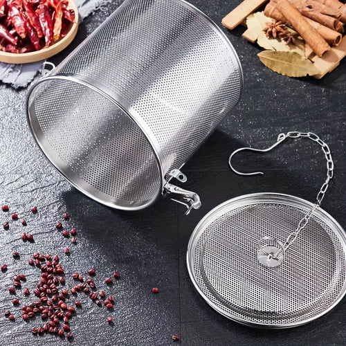 Skanto | Rustfritt stål krydder-infuser – Gjenbrukbart fint nett filter med forlenget kjede for løs te, urter og krydder – Ideell til matlaging, brygging og på kjøkkenet