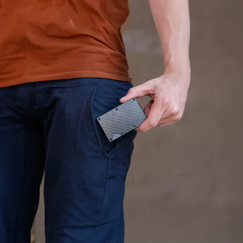 RFID-blokkering Herren-Geldbeutel fra Kohlefaser og Metall