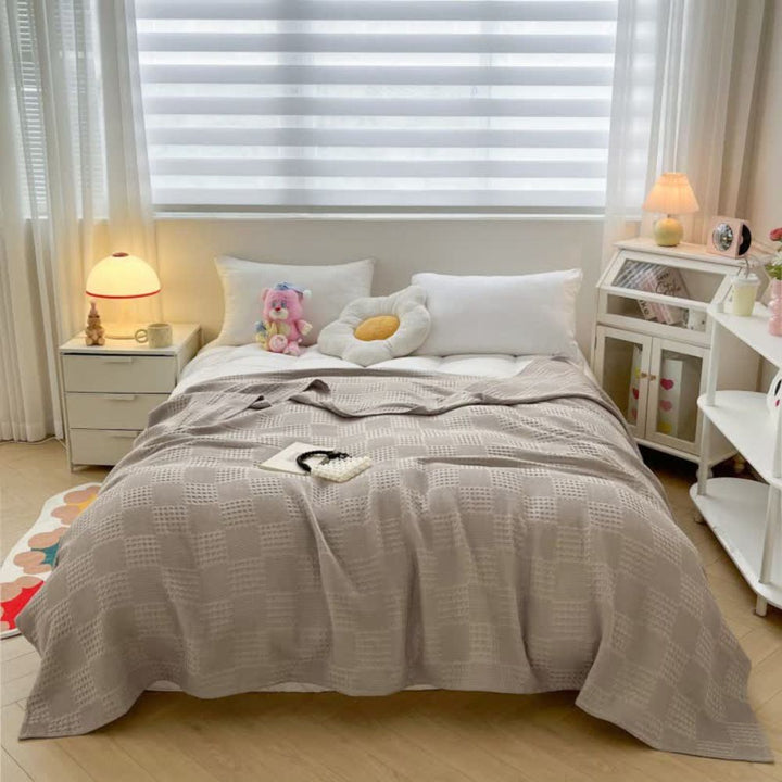 Skanto | Cotura Vaffel Teppet | 100% Økologisk Bomull | Pustende & Elegant | Vaffel Struktur
