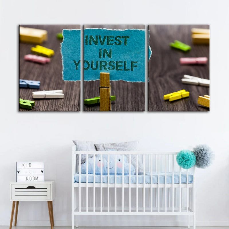 Invester i deg selv - Canvas veggkunst maleri 3 deler