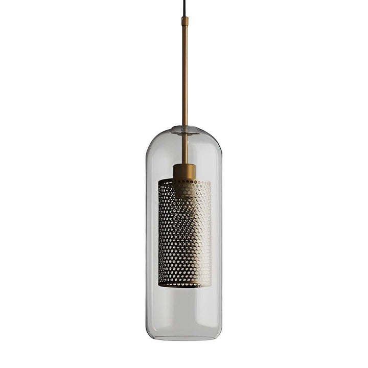 Vintage industriell pendellampe med rund glass og gull – LED pendellampe for spisestue og stue | Skanto
