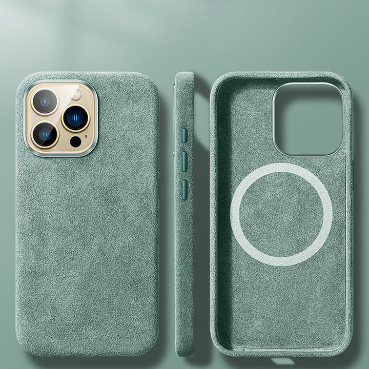 Magnetisk deksel i italiensk Alcantara til iPhone