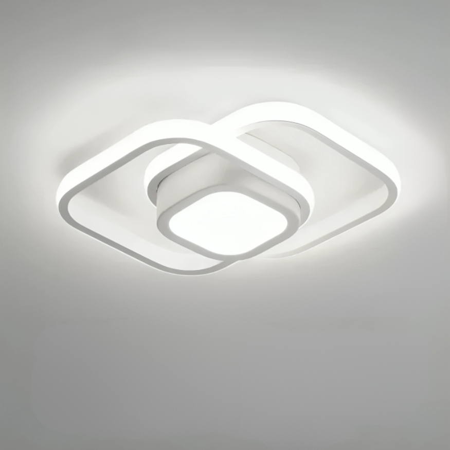 Moderne LED Taklampe 18W | Kreativ Design med 2 Ringer | Energivennlig Belysning for Stue & Kontor 24 cm | Skanto