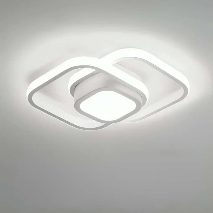 Moderne LED Taklampe 18W | Kreativ Design med 2 Ringer | Energivennlig Belysning for Stue & Kontor 24 cm | Skanto