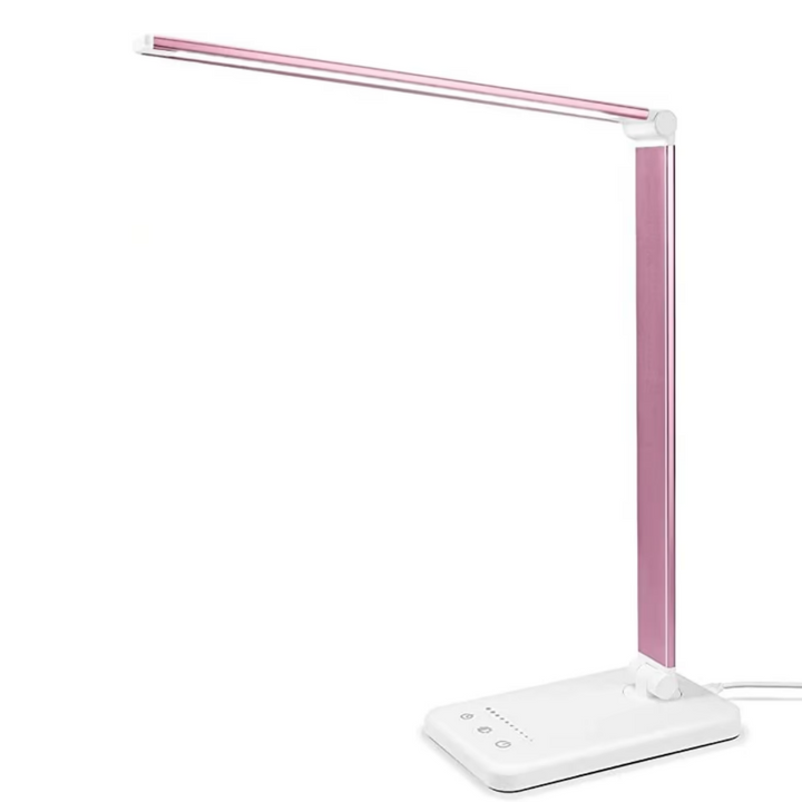 LED bordlampe med USB-ladeport - 5 lysinnstillinger og dimbar lysstyrke for skrivebord og lesing | Skanto