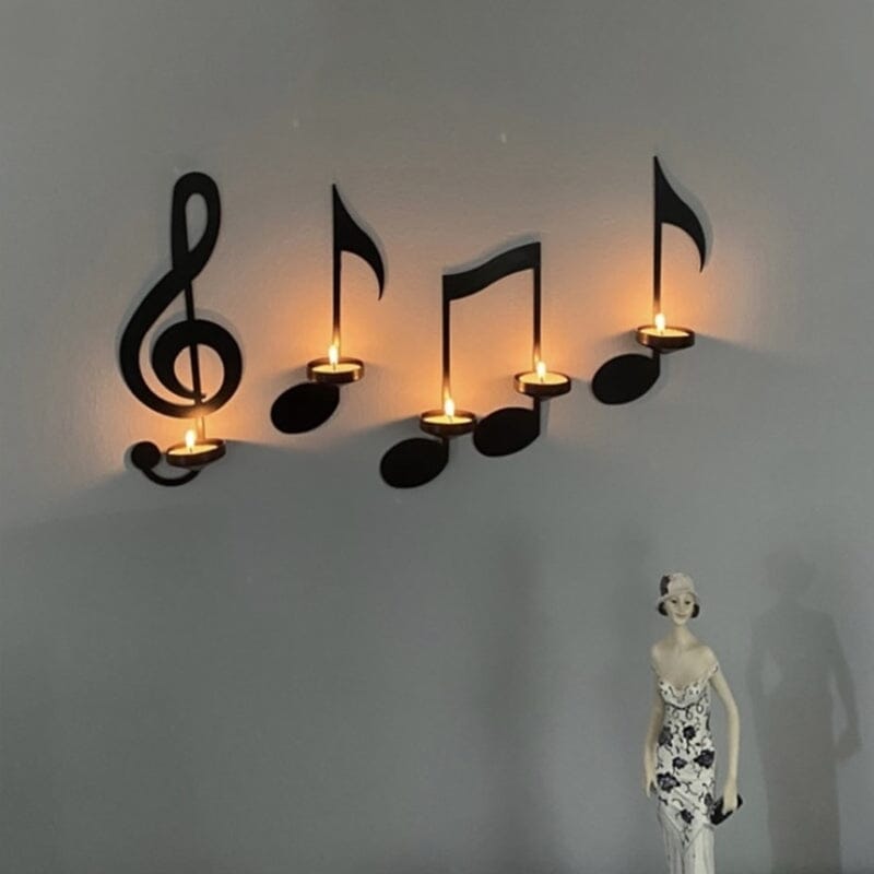 Skanto | Svart Musikknoter Vegglampe