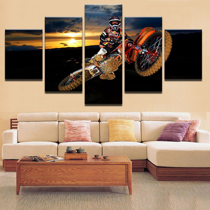 Motorbike Soaring 5 deler - lerret veggkunst maleri