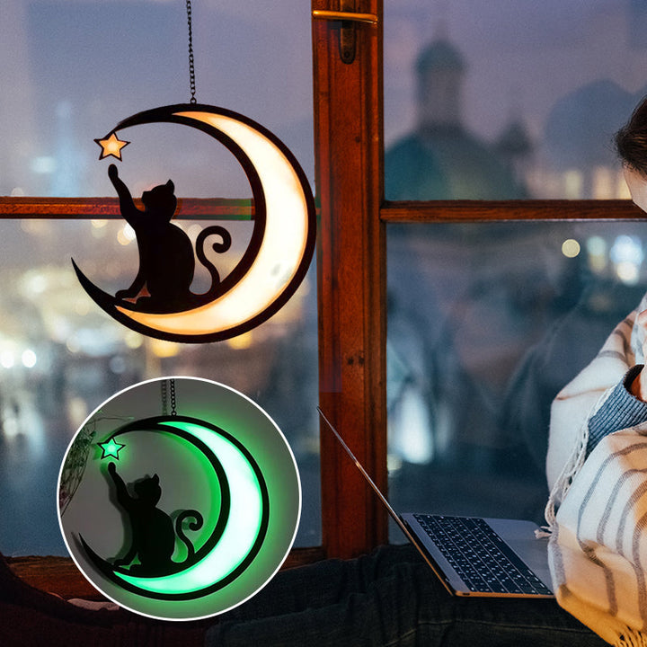 Skanto | Moon Cat Dekorasjon Anheng laget av Akryl
