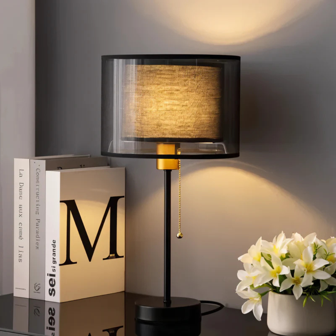 Skanto | Bordlampe med Dobbel Stofskjerm