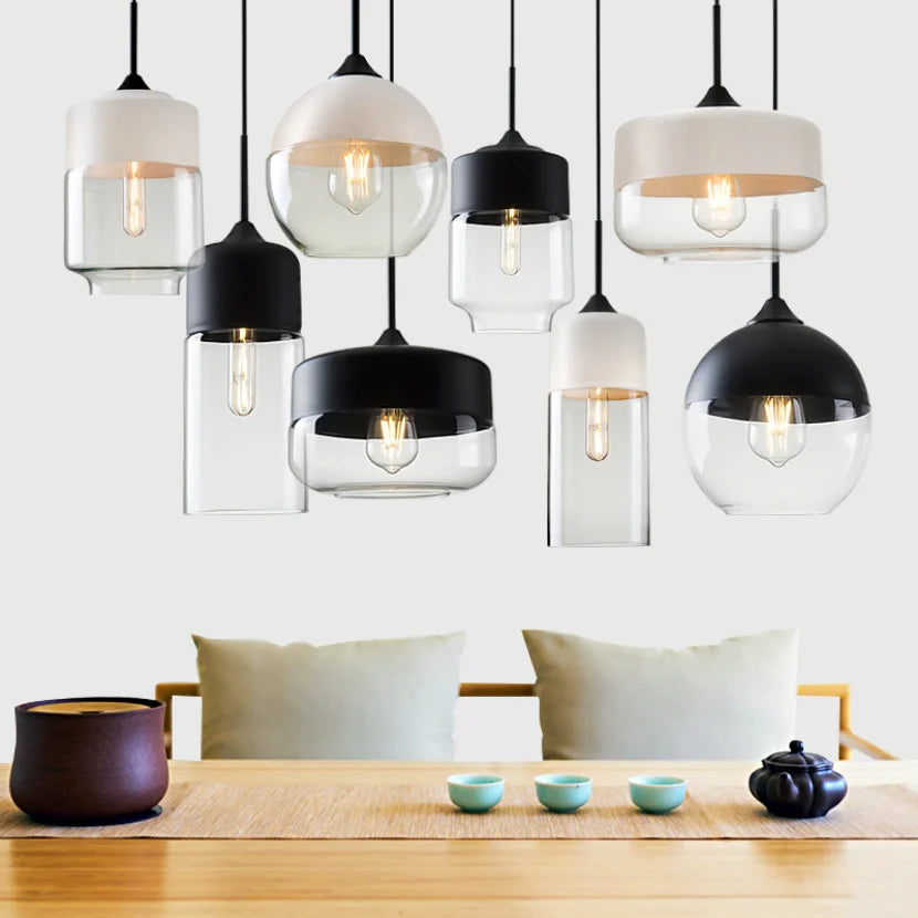 Skanto | EternaGlow Pendellampe laget av Glass og Tre | Elegant Design for Ditt Hjem
