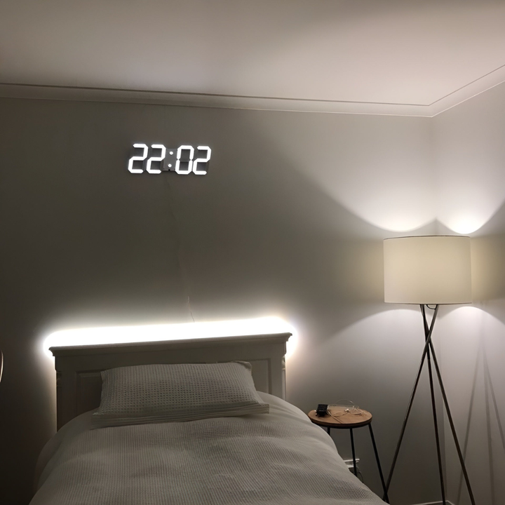 Moderne 3D-LED-Wanduhr – Digital skjerm i en kraftig optikk