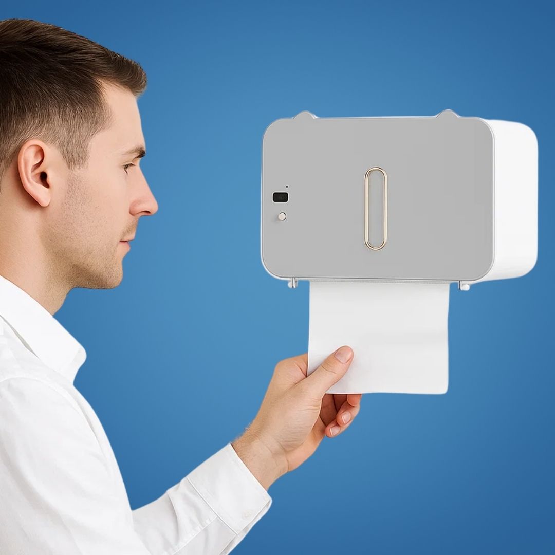 CleanGuard | Berøringsfri Toalettpapirdispenser – Sensorsensitiv – Auto-Fold Snitt – For Travle Toaletter Skanto