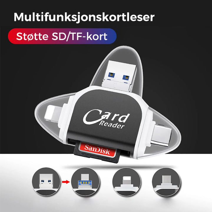 Multi-Port 4 i 1 Universell SD TF Kortleser | Skanto