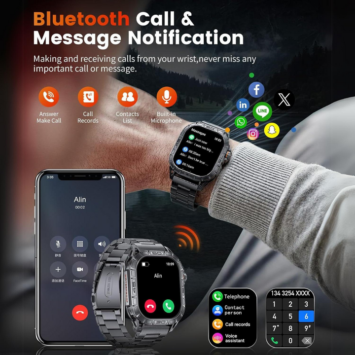 Slitesterk Smartwatch – Vanntett beskyttelse med militærgrad holdbarhet Skanto