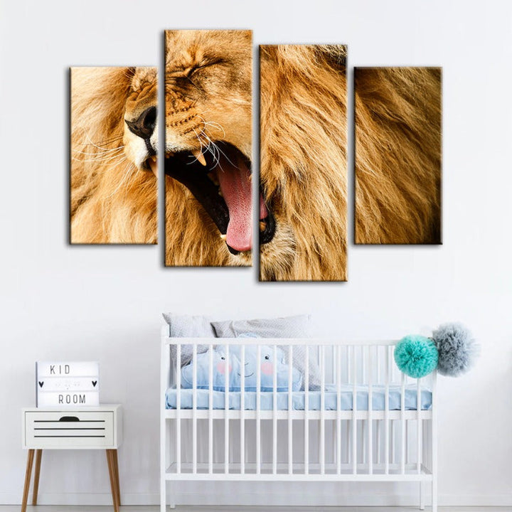 4-Piece Roaring Lion Canvas Wall Art Painting | Skanto