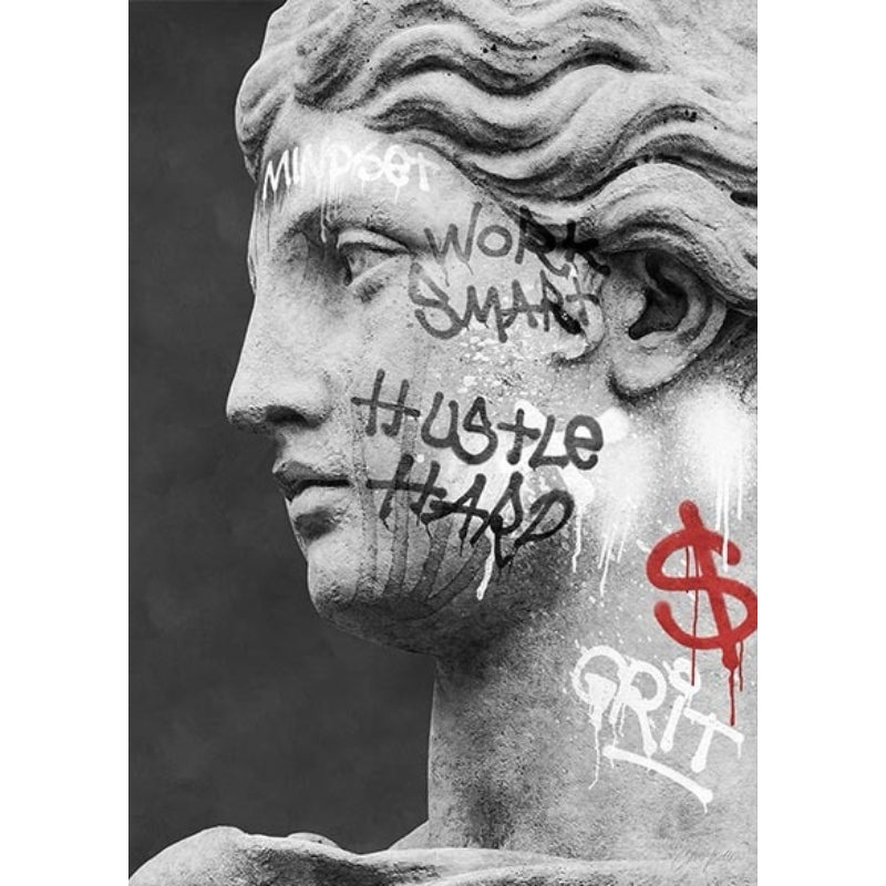 David Head Skulptur Graffiti - Lerret Veggkunst Maleri