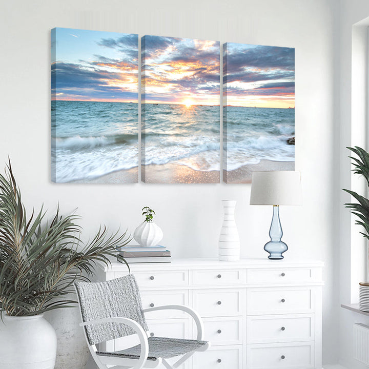 3Pcs Sunrise Beach Landscape Posters Lerret | Skanto