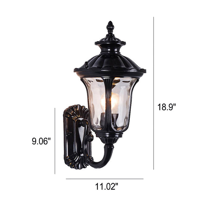 Europeisk Retro Vanntett Steinmønster Glasslampeskjerm 1-Lys Utendørs Vegglampe | Skanto