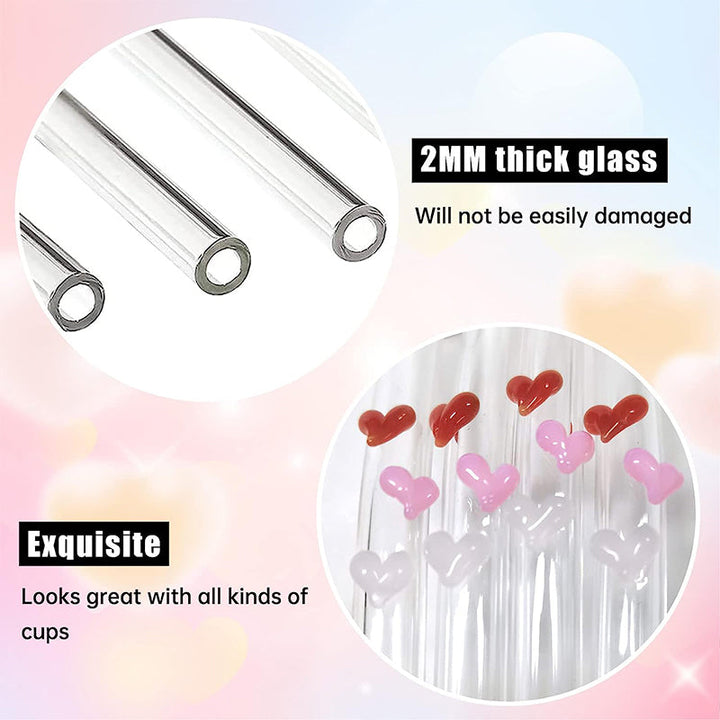 6 PCS Gjenbrukbare Fargede Glassrør med Rengjøringsbørste | Skanto