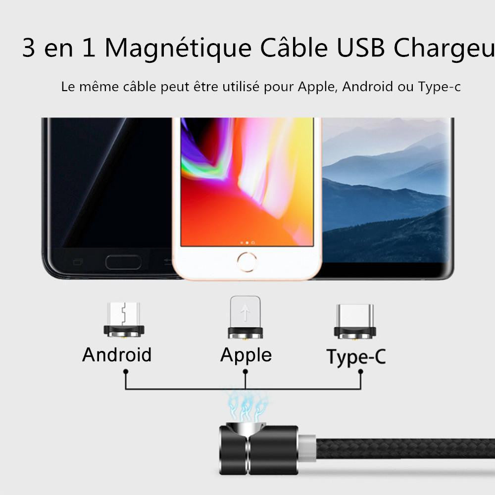 3 i 1 magnetisk USB-ladekabel med LED-lys | Skanto