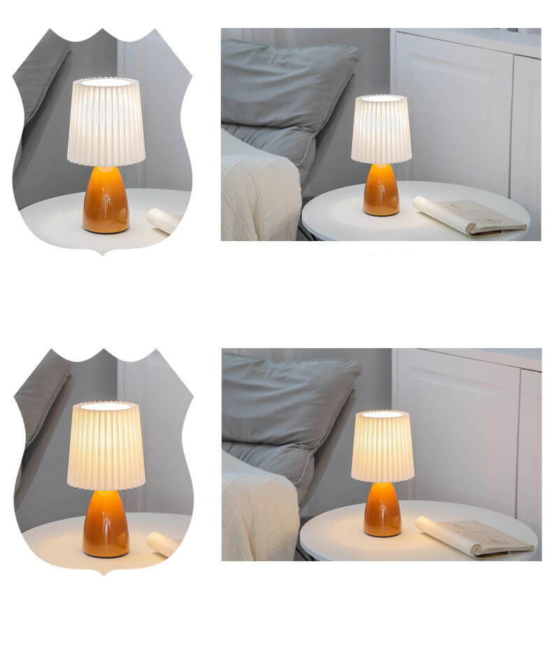 Skanto | Skandinavisk Retro Bordlampe med Foldsøm og Glassbase