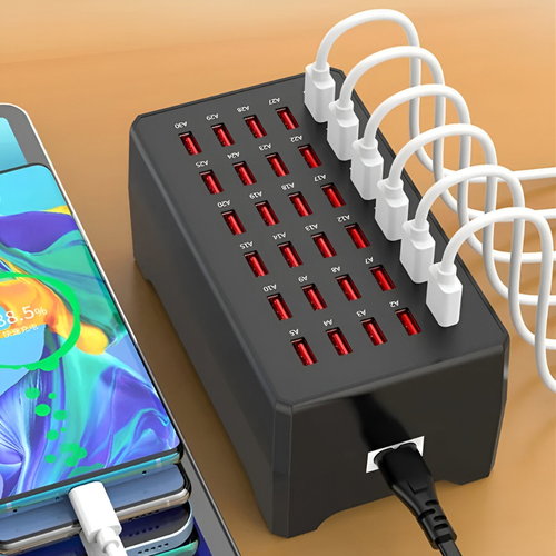 30-Port-Multi-USB-Ladestasjon med Schnellladefunksjon