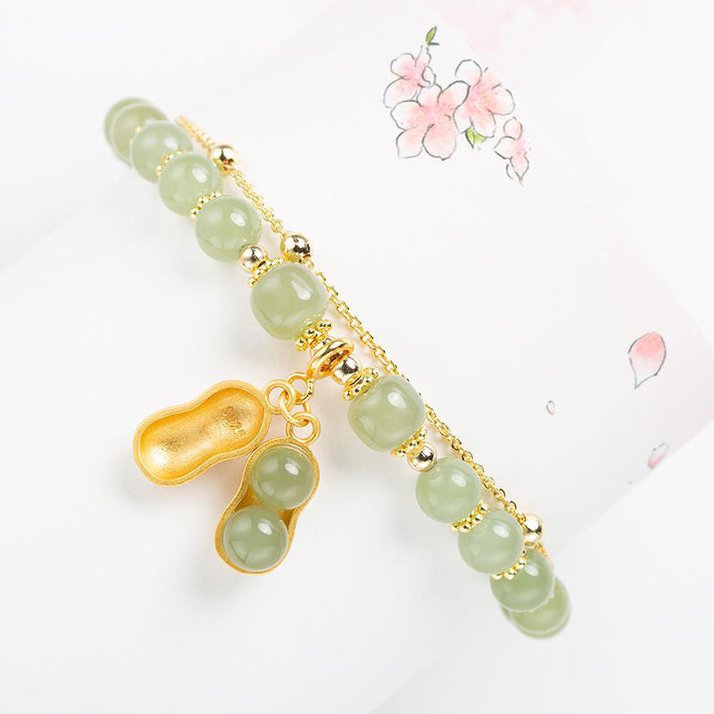 Skanto | Double Chain Natural Jade Bracelet