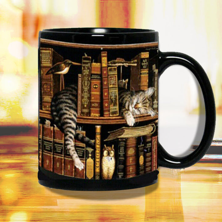 Bokhylle Keramisk Kaffe Kopp - Gave for Katt Bok Elsker | Skanto