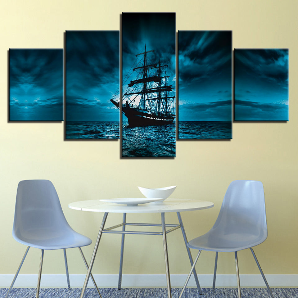 Deep Dark Ship - Lerret Vekst Kunst Maleri