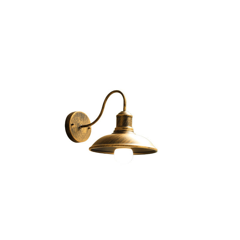 Retro Loft Dome Jern Utendørs Vanntett 1-Lyskilde Buet Arm Vegglampe | Skanto