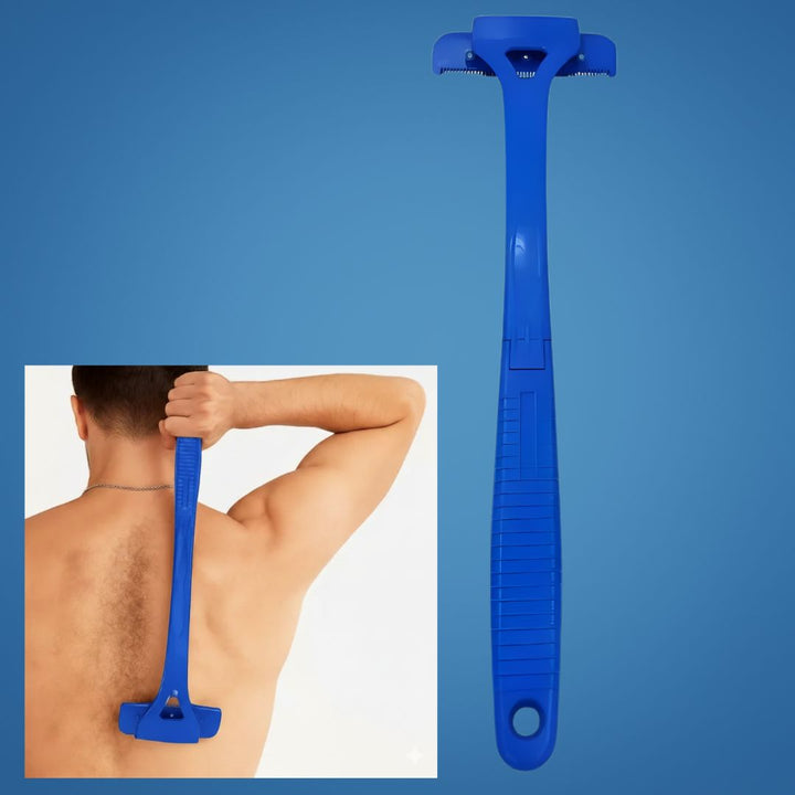 Ekstra-lang håndtak rekkevidde – Skarpe rustfrie blader – Jevn smertefri barbering – Uanstrengt DIY grooming for menn Skanto