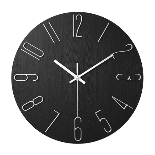 Moderne schwarze Wanduhr | 30 cm, geräuschloses, minimalistisk design