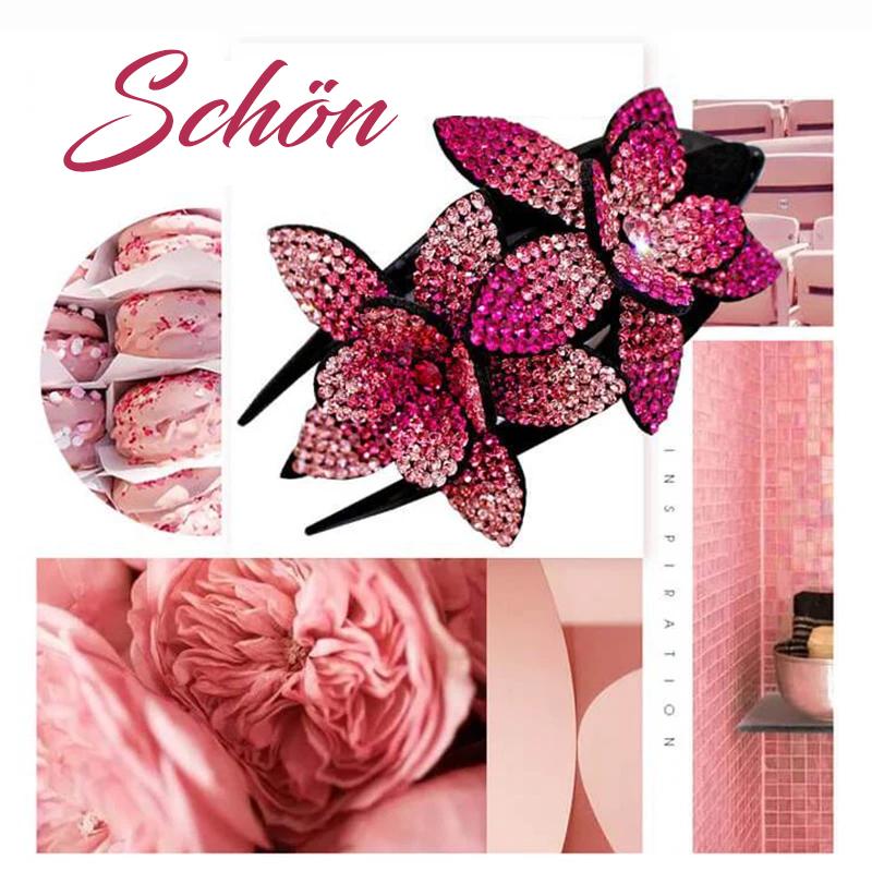 Skanto | Rhinestone Dobbel Blomst Hårklemme