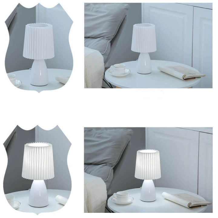 Skanto | Skandinavisk Retro Bordlampe med Foldsøm og Glassbase