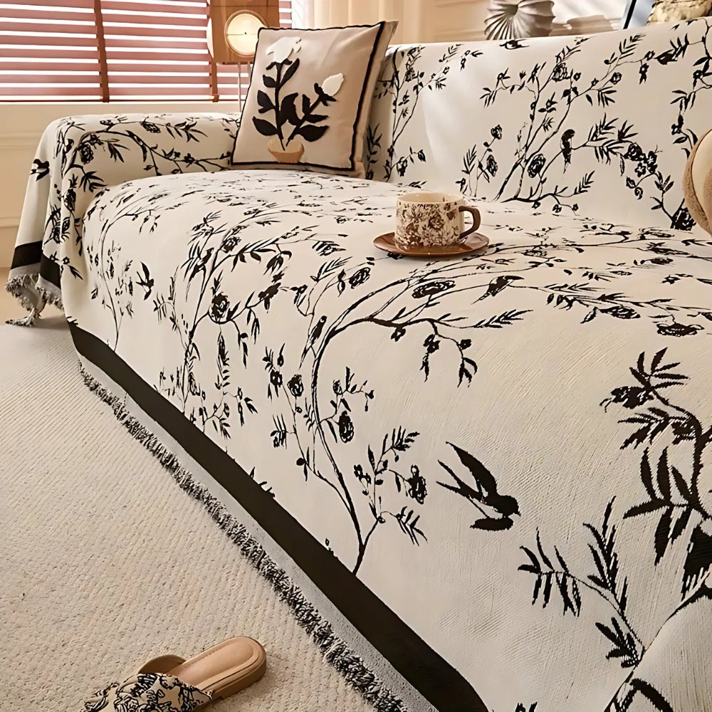 Floral Chenille Sofa Throw | Skanto